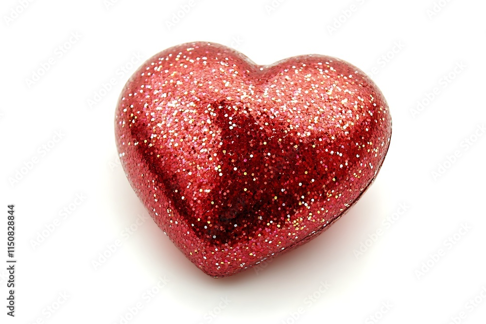 Obraz premium red love heart with sparkles isolated on white