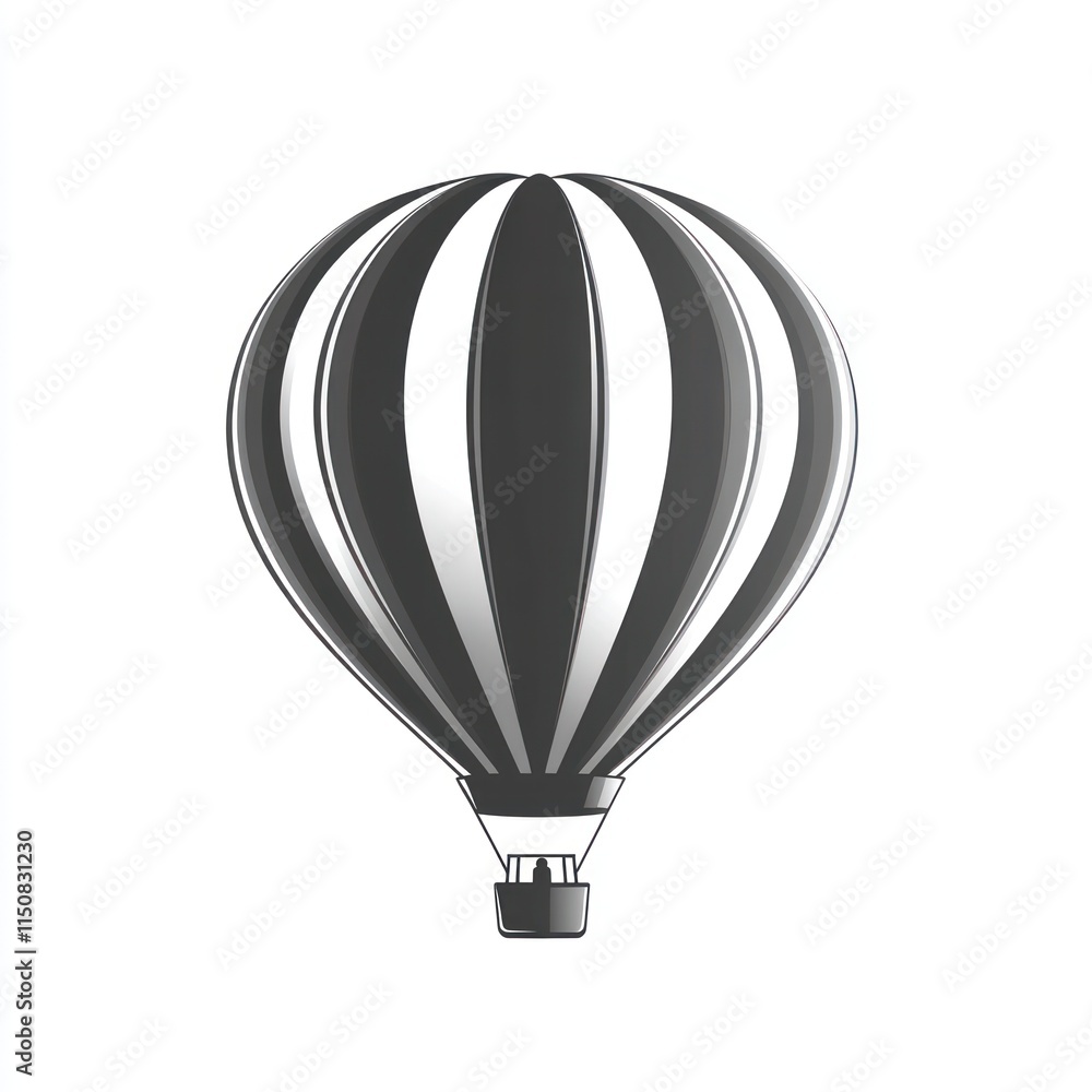 Obraz premium Black, white, balloon icon. Isolated hot air ballon for design.