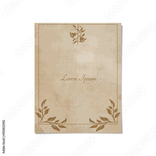 PAPER MOCKUP 101 editable vector of blank vintage paper with nature frame for brand identity