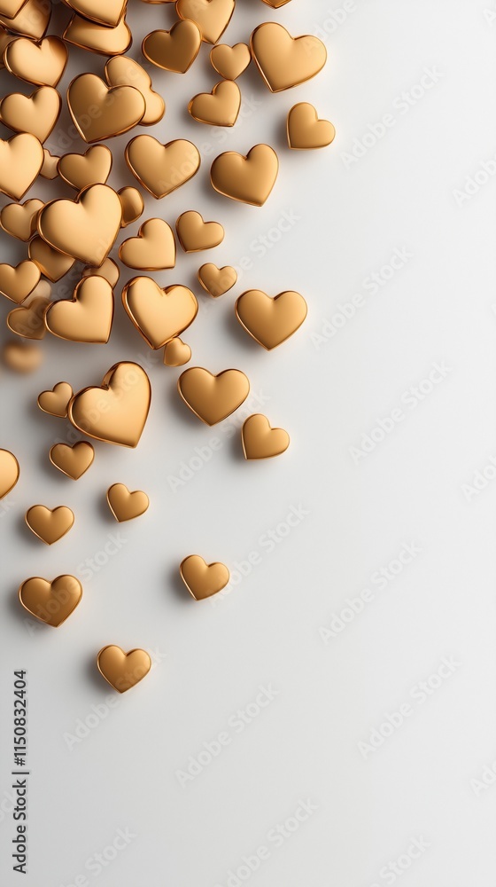 Golden Hearts Cascade: A Romantic 3D Render Golden Hearts Cascade: A Romantic 3D Render