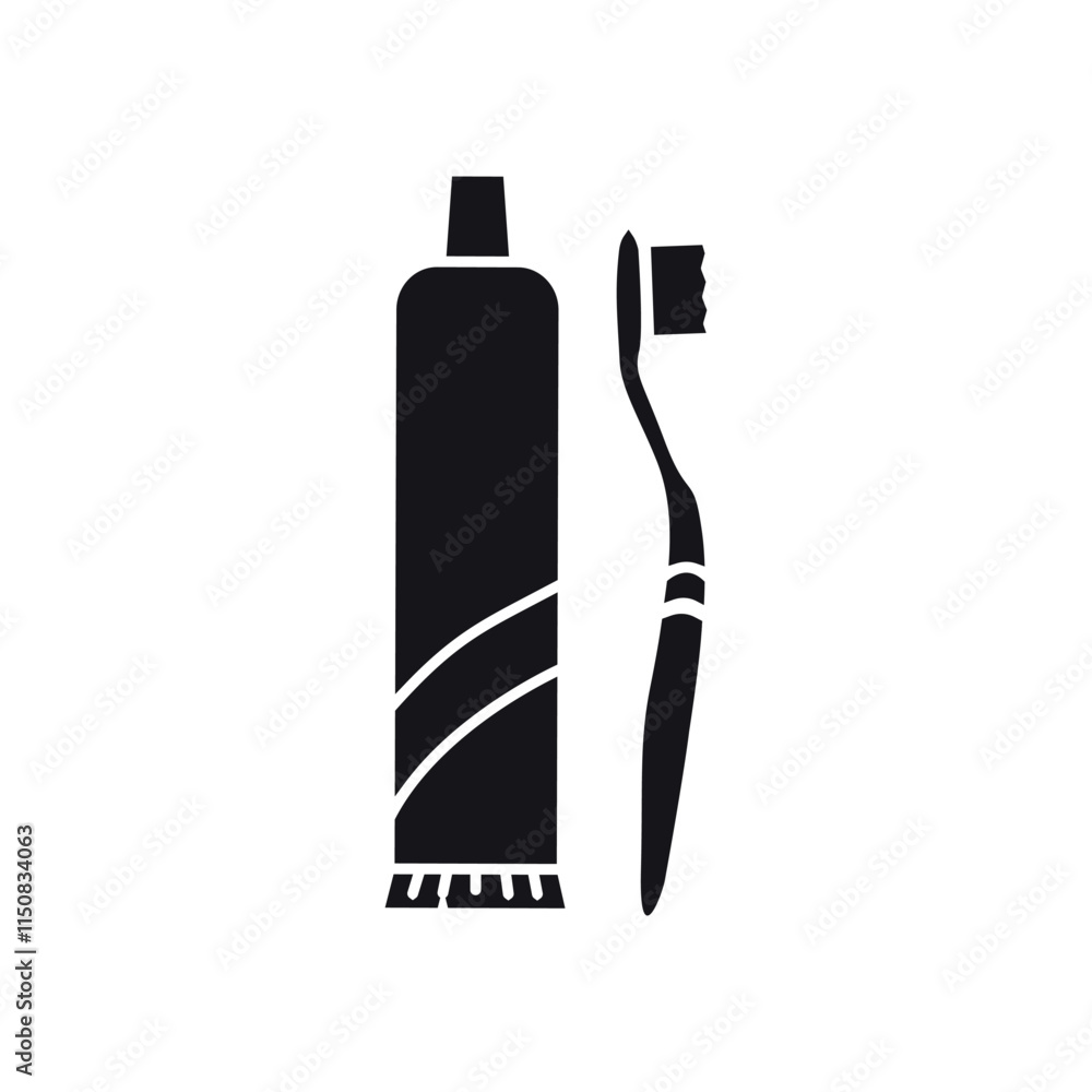 toothbrush and tooth paste icon vector design template elegant style toothbrush and tooth paste icon vector design template elegant style