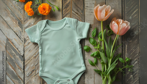 Mockup Green Baby Onesie