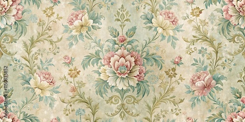 A vintage floral design with delicate blooms and intricate foliage, evoking a sense of elegance and nostalgia.
