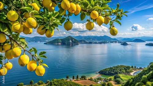 Seto Inland Sea lemons , seto inland sea, lemon fields, japan, hyogo prefecture, uda, lemon trees
