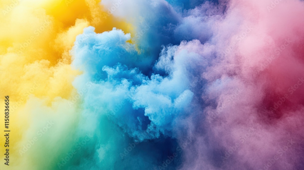 Naklejka premium Holi Colors Forming A Rainbow Cloud