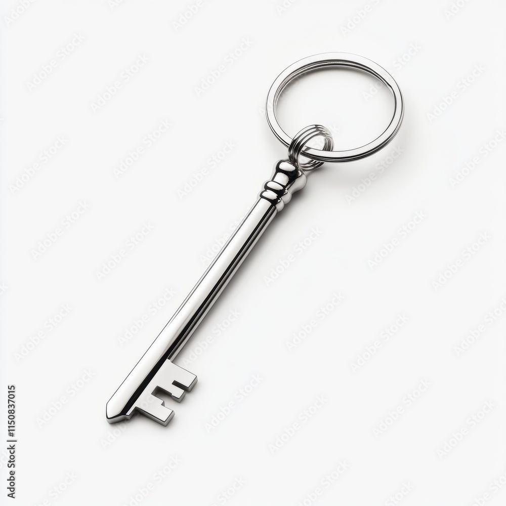 A classic hotel key with a numbered keychain, isolated on a white background. A classic hotel key with a numbered keychain, isolated on a white background.