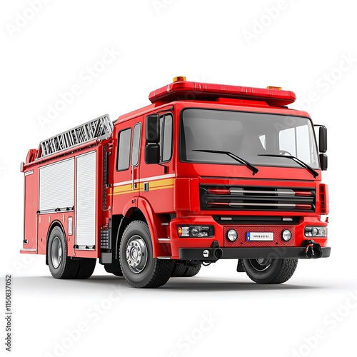 Modern Car Fire Engine Transportation Isolated on White Transparent Background photo