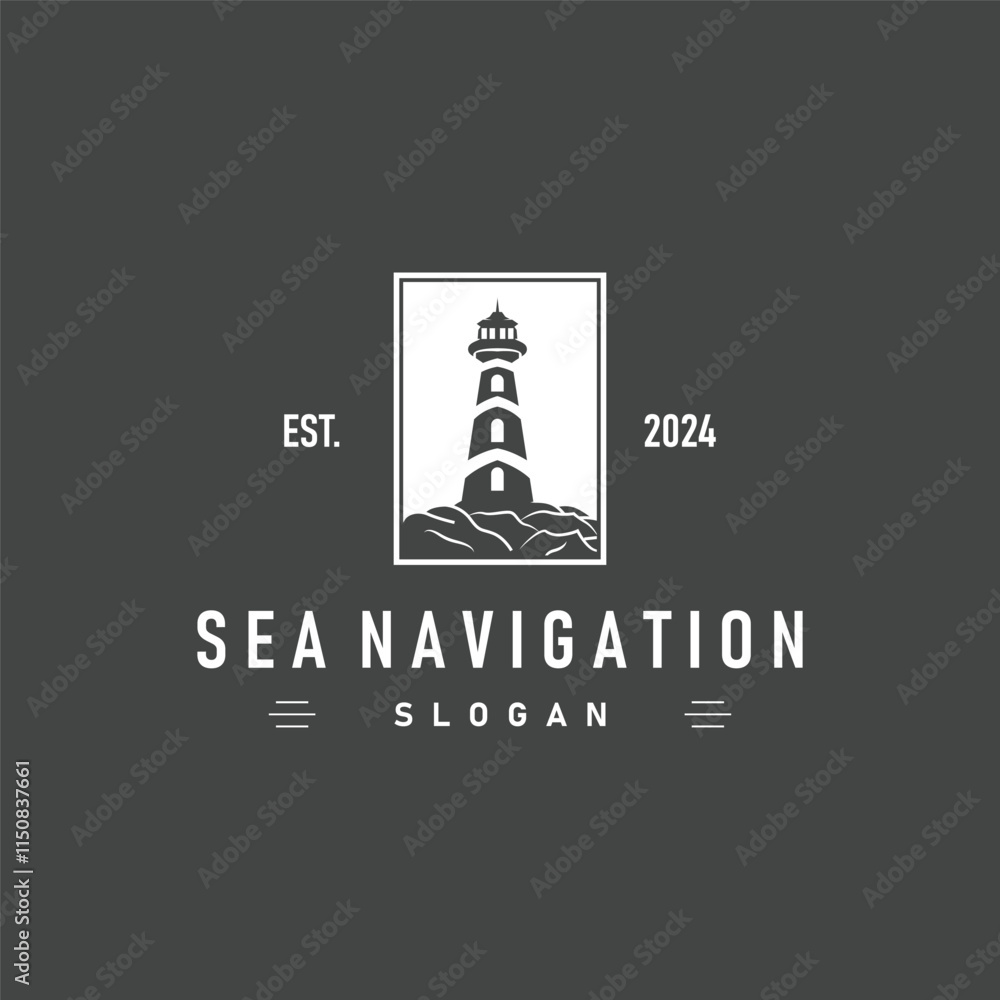 Fototapeta premium Lighthouse Logo, Sea Tower Vector, Template Design, Illustration Simple Minimalist