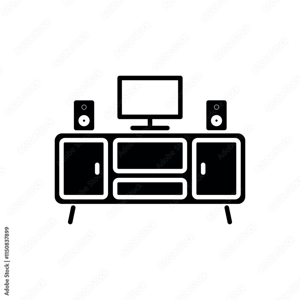 tv table icon vector design template elegant style tv table icon vector design template elegant style