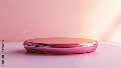 Minimalist Pink Podium with Soft Lighting for Product Display in Modern Studio Setting
