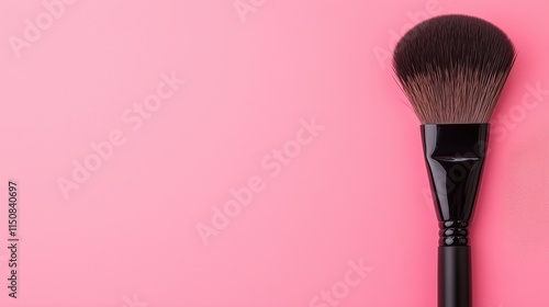 Makeup Brushes and Compact Powder on Pink Background Highlighting Beauty Essentials and Feminine Style with Elegant Placement for Cosmetics and Fashion Design Trends in Modern Beauty Photography photo