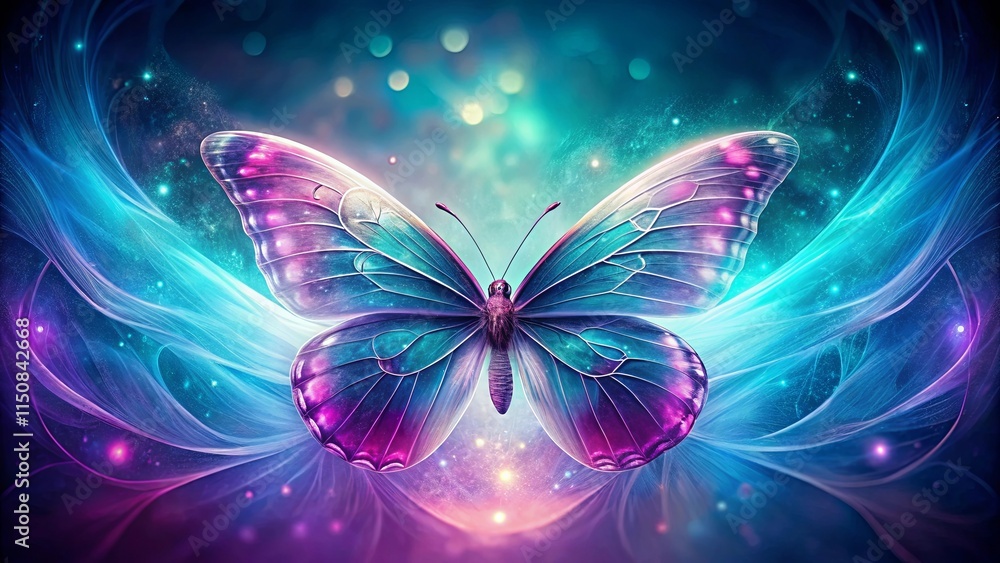 A luminous iridescent butterfly with wings of swirling nebulae and a celestial glow, surrounded by ethereal wisps of light and stardust. A luminous iridescent butterfly with wings of swirling nebulae and a celestial glow, surrounded by ethereal wisps of light and stardust.