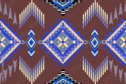 Aztec geometric art ornament print, Design for carpet , cover, wallpaper, wrapping, fabric, clothing,  Abstract Ethnic-art, Seamless pattern in tribal, folk embroidery, and Mexican style