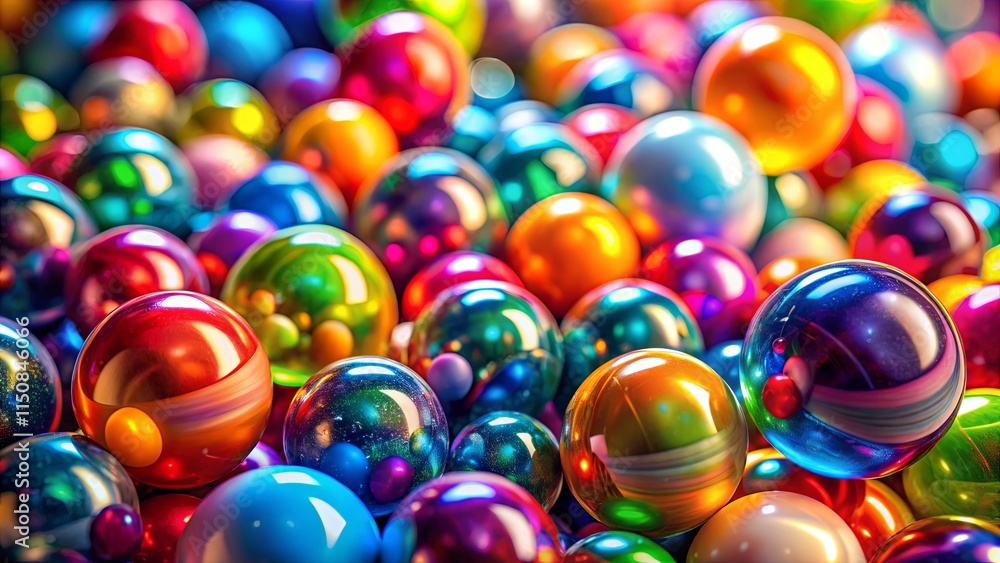 A vibrant symphony of iridescent spheres, their surfaces reflecting a kaleidoscope of hues, creating an abstract masterpiece of color and light. A vibrant symphony of iridescent spheres, their surfaces reflecting a kaleidoscope of hues, creating an abstract masterpiece of color and light.
