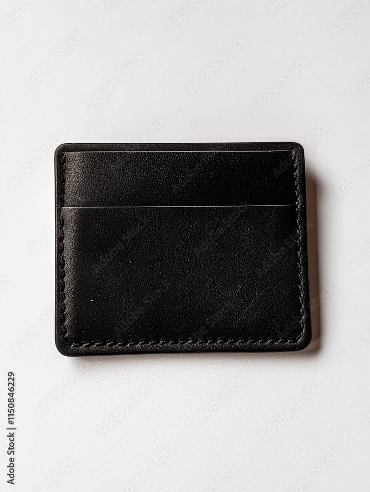 Pristine Elegance: Jet-Black Minimalist Wallet on a Crisp Background Pristine Elegance: Jet-Black Minimalist Wallet on a Crisp Background