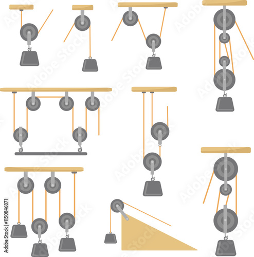 Moveable  Fixed Compound Pulley System Illustration