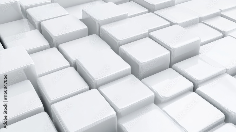 White 3D geometric abstract pattern with raised rectangular blocks White 3D geometric abstract pattern with raised rectangular blocks