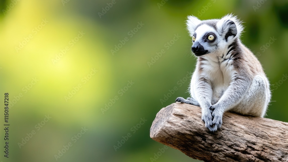 Fototapeta premium Lemur resting on tree branch in wild