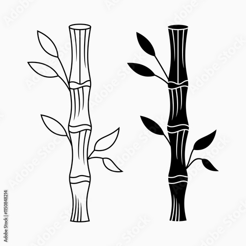 Bamboo line vector illustration isolated on white background