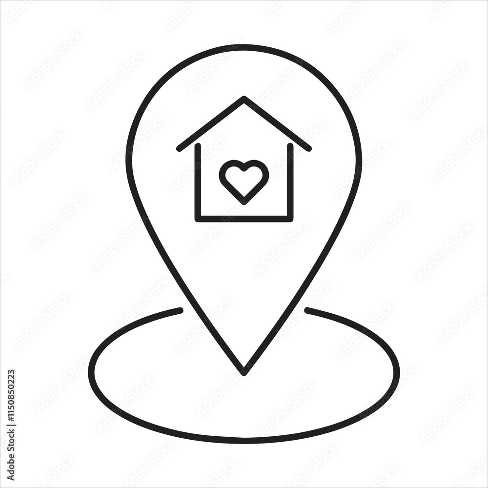 Location outline icon vector art illustration.