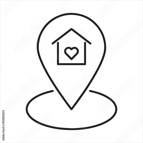 Location outline icon vector art illustration.