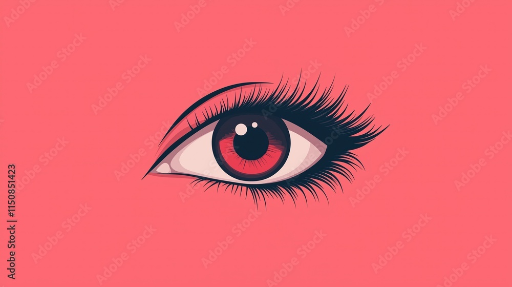 Abstract Eye Illustration on Vibrant Pink Background with Intricate Details in Contemporary Artistic Style Abstract Eye Illustration on Vibrant Pink Background with Intricate Details in Contemporary Artistic Style