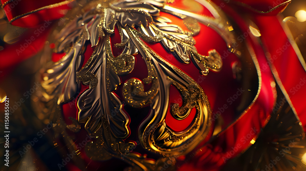 Red and Gold Ornament 3D Render Red and Gold Ornament 3D Render