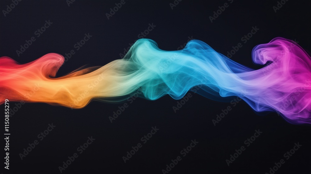Colorful Smoke Trails Against Black Background Representing Abstract Art and Dynamic Motion with Vibrant Rainbow Spectrum for Creative Design and Modern Aesthetic Applications Colorful Smoke Trails Against Black Background Representing Abstract Art and Dynamic Motion with Vibrant Rainbow Spectrum for Creative Design and Modern Aesthetic Applications