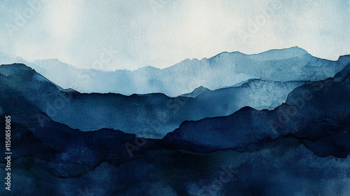 Abstract watercolor paint background by nay blue and teal green with liquid fluid texture for background, banner