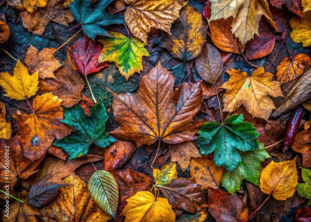 Aerial View Autumn Leaves Wet Ground Drone Photography Fall Foliage Overhead Shot Aerial View Autumn Leaves Wet Ground Drone Photography Fall Foliage Overhead Shot