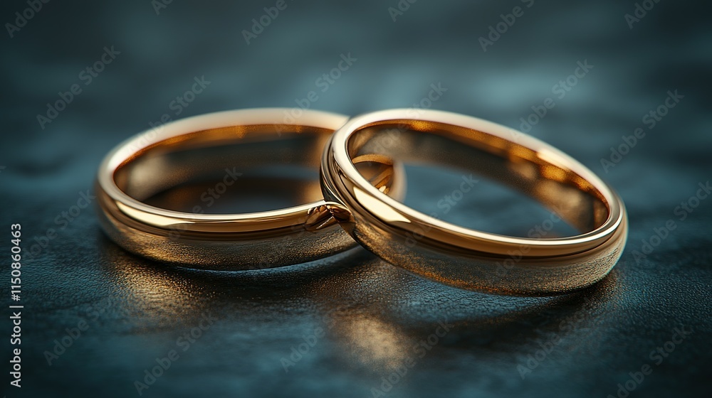 Two Gold Wedding Rings Resting Together