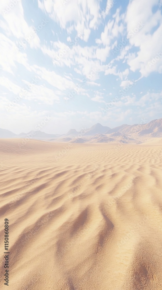 Naklejka premium Desert Landscape Under a Partly Cloudy Sky