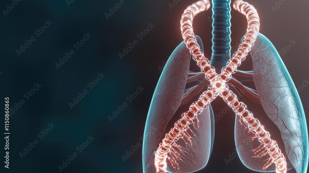 Asthma disease idea. Detailed 3D rendering of human lungs showcasing intricate structure and design. Asthma disease idea. Detailed 3D rendering of human lungs showcasing intricate structure and design.