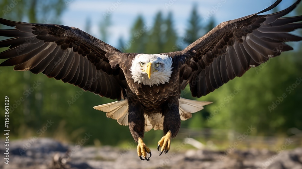 Obraz premium Majestic Bald Eagle in Flight