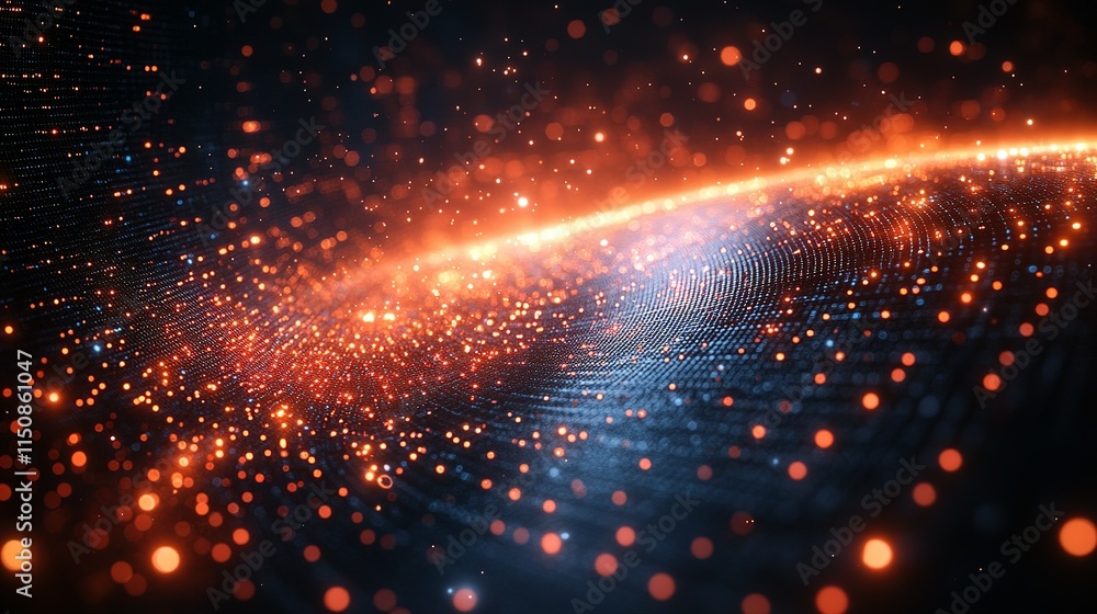 Abstract Orange and Blue Glowing Particle Wave Abstract Orange and Blue Glowing Particle Wave