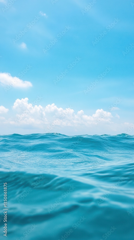 Twisting Rip Tide Loop Background Featuring Ocean Waves Under Clear Blue Sky With Clouds Ideal For Nautical Themes and Summer Designs Twisting Rip Tide Loop Background Featuring Ocean Waves Under Clear Blue Sky With Clouds Ideal For Nautical Themes and Summer Designs