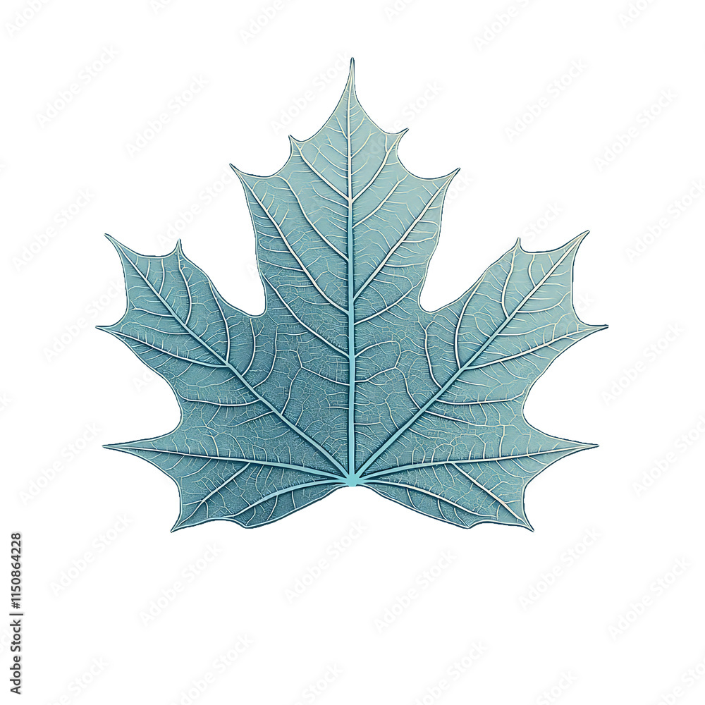 Fototapeta premium Autumn maple leaf with detailed veins, flat design, isolated