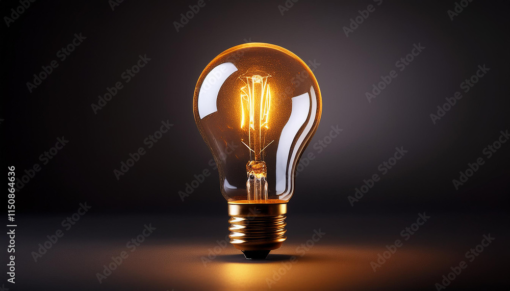 tungsten light bulb lit on black background tungsten light bulb lit on black background