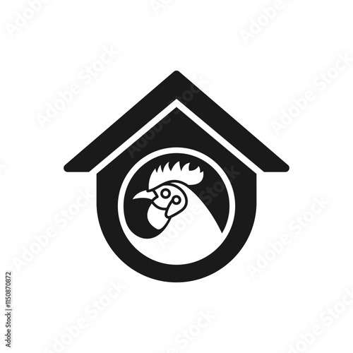 Chicken house. Rooster cage icon flat style isolated on white background. Vector illustration