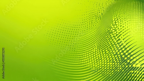 Abstract Green Background with Wave Patterns and Dotted Design
