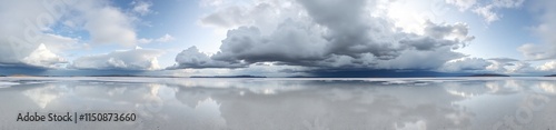360 degree photo, Salt Flats Under Cloudy Sky, A 360-degree view
