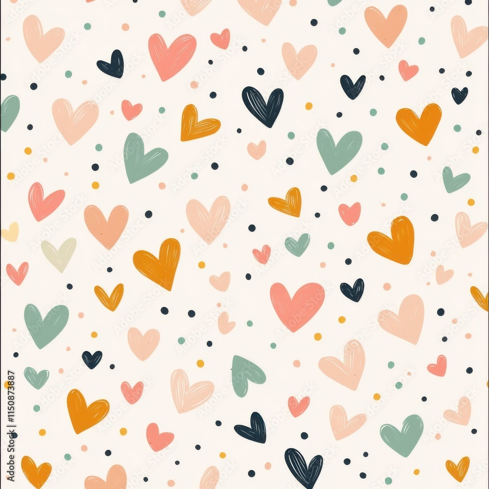 valentines Seamless Pattern. Festive Valentine's Day Seamless Design with Tiny Colorful Hearts and Dots valentines Seamless Pattern. Festive Valentine's Day Seamless Design with Tiny Colorful Hearts and Dots