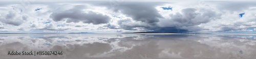 360 degree photo, Salt Flats Under Cloudy Sky, A 360-degree view