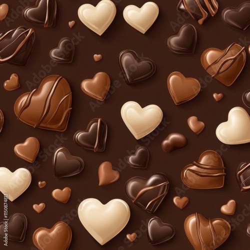 valentines Seamless Pattern. Chocolate Heart Patterns for Valentine's Day Themed Background Design