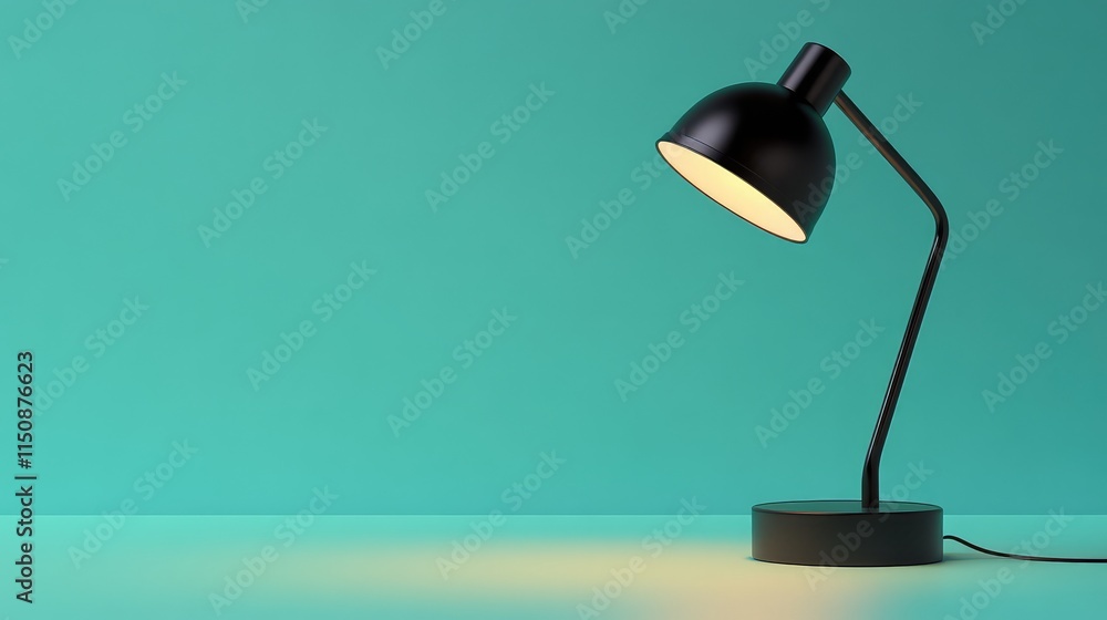 Modern Black Desk Lamp on Minimalist Background with Soft Light Modern Black Desk Lamp on Minimalist Background with Soft Light