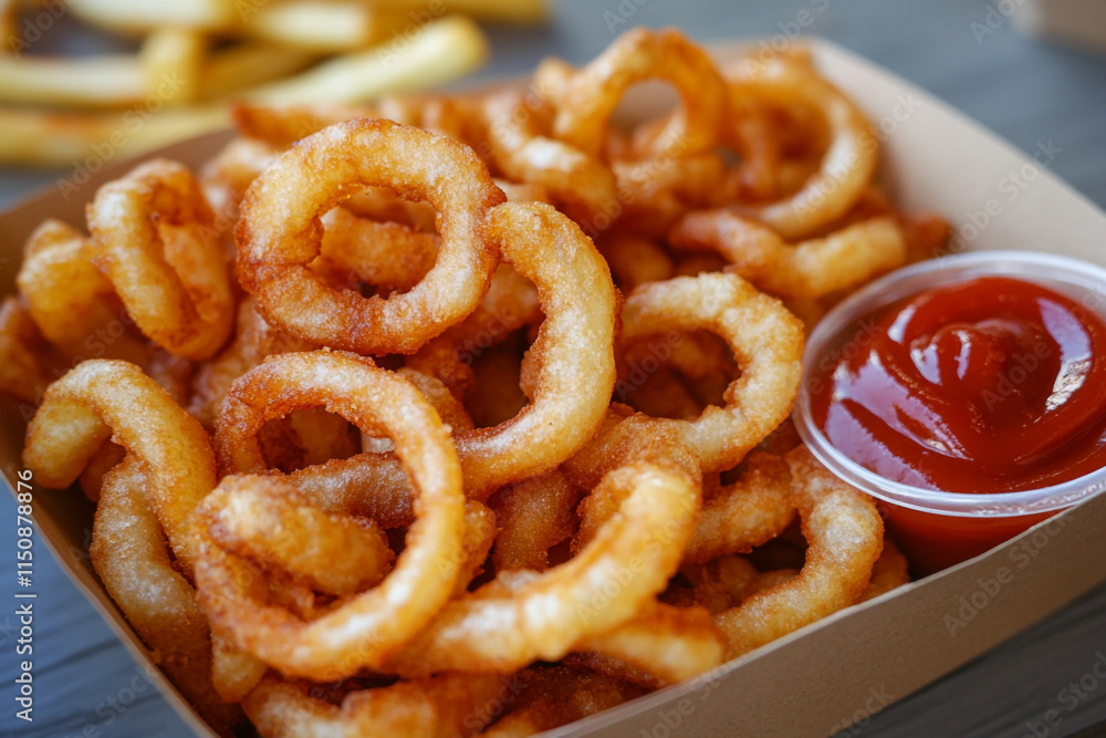 Curly Fries in a Paper Takeout Package Curly Fries in a Paper Takeout Package