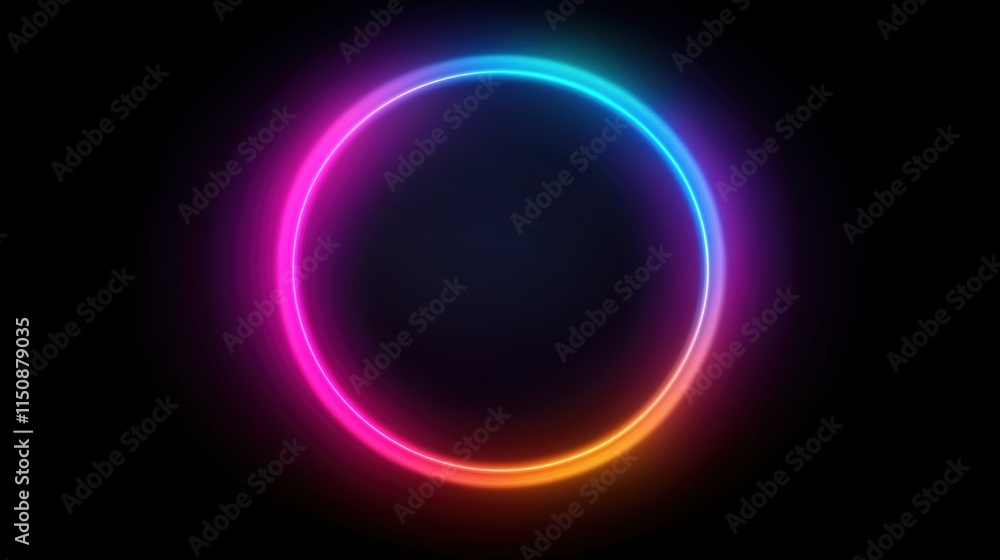 Vibrant Neon Circle Frame on Dark Background With Bright Multicolored Glow for Futuristic Design AI Generated Vibrant Neon Circle Frame on Dark Background With Bright Multicolored Glow for Futuristic Design AI Generated