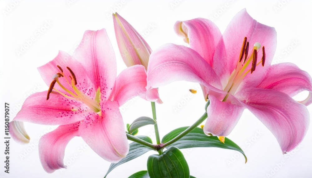 Lily pink on white background isolated. Beautiful flower. Lily pink on white background isolated. Beautiful flower.