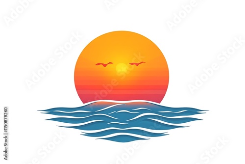 sunset icon simple white background vector