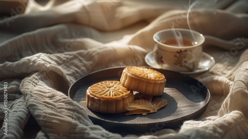 Mooncakes and Tea: A Serene Mid-Autumn Festival photo